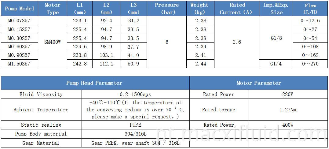 0,15 ml/rEp aço inoxidável servo motor micro magnético Bombea de transferência de fluido de transferência M0.15S57SM400W